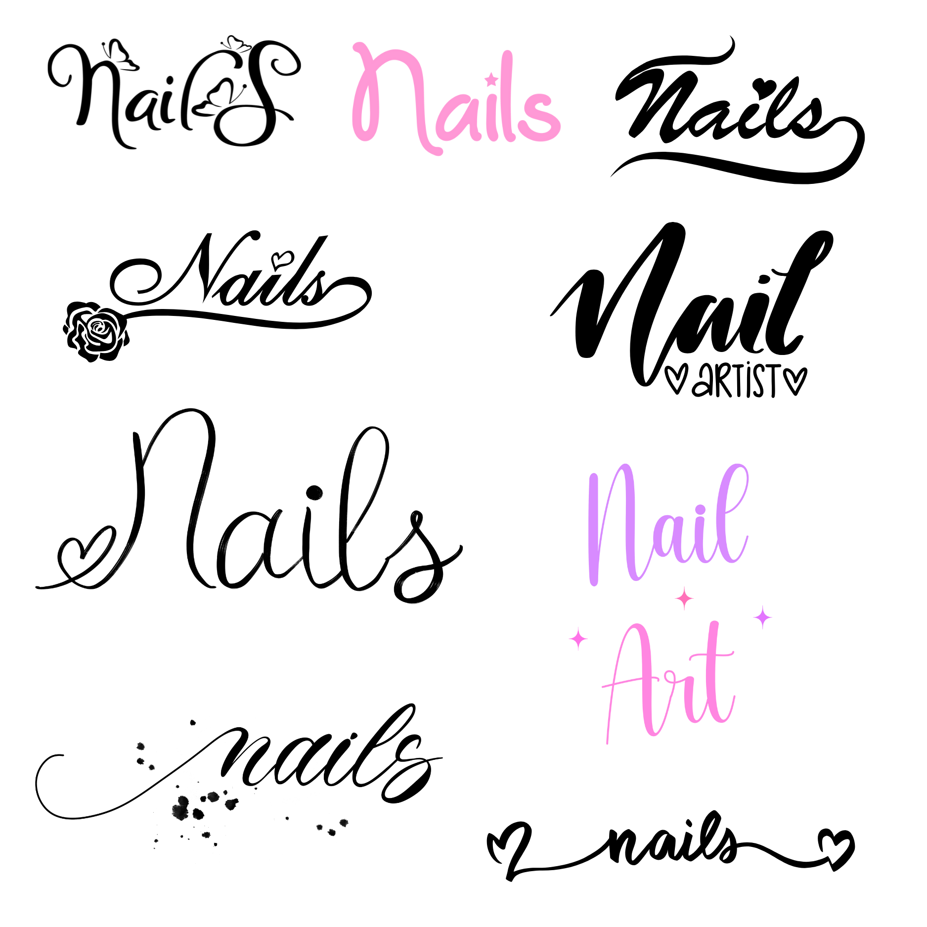 Mẫu kiểu chữ Nails đa dạng cho thiết kế logo